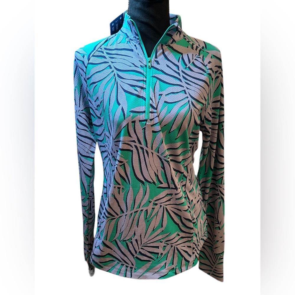 Tommy Bahama Active Half Zip Women’s Purple Green Blue Shirt Size L